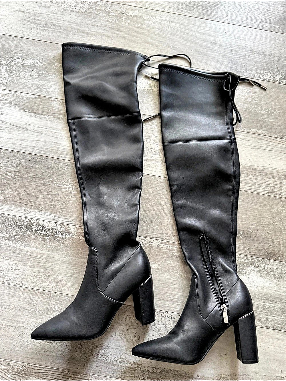 Marc Fisher Renn Over The Knee Boots Black Heeled Boots
